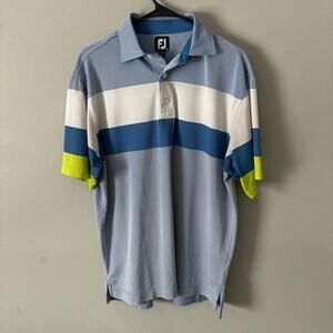 Footjoy mens golf polo size medium blue white green